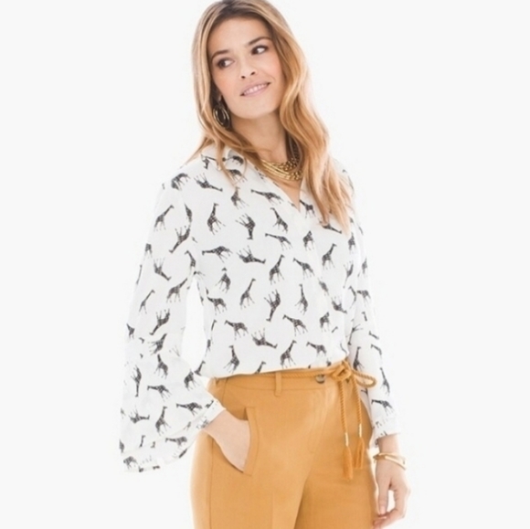Chico's Tops - Chico's WHIMSICAL GIRAFFE SHIRT - Chico's Size 0 (S/4)